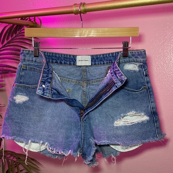 Abrand Jeans - Distressed Denim High Rise Jean Shorts - Picture 7 of 11
